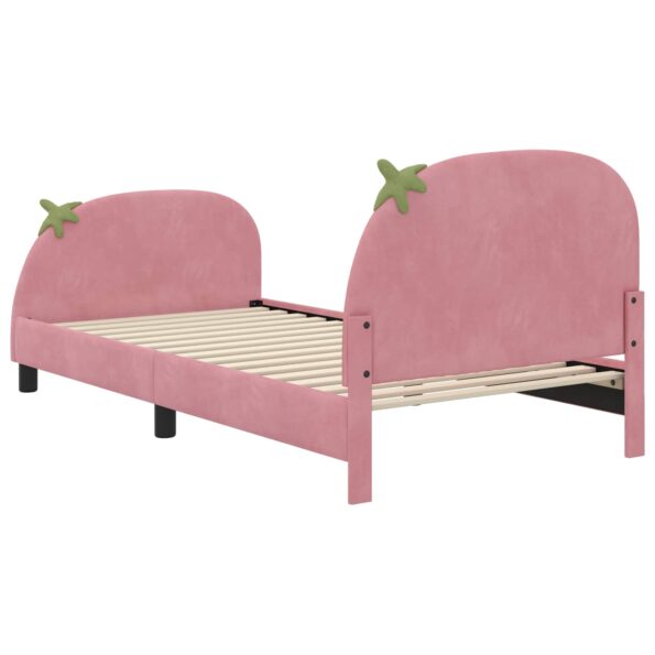 vidaXL Detský rám na posteľ s čelom Ružová 90 x 190 cm Zamat – Obrázok 7