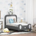 vidaXL Rám detskej postele s čelom Svetlosivá 70 x 140 cm PU