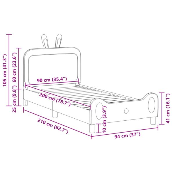 vidaXL Detský rám na posteľ s čelom Ružová 90 x 200 cm PU – Obrázok 10