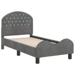 vidaXL Rám detskej postele s čelom Tmavo šedá 70 x 140 cm Zamat – Obrázok 4