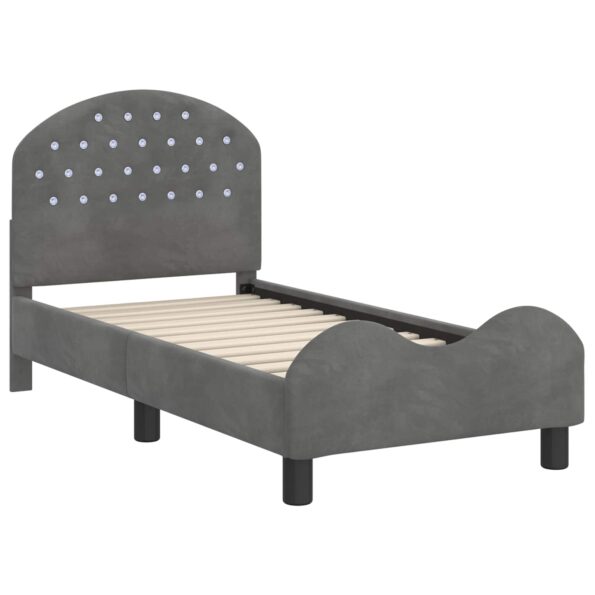 vidaXL Rám detskej postele s čelom Tmavo šedá 70 x 140 cm Zamat – Obrázok 4