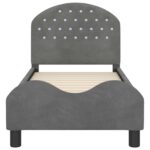 vidaXL Rám detskej postele s čelom Tmavo šedá 70 x 140 cm Zamat – Obrázok 5