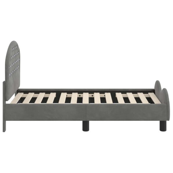 vidaXL Rám detskej postele s čelom Tmavo šedá 70 x 140 cm Zamat – Obrázok 6