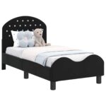 vidaXL Rám detskej postele s čelom Čierna 70 x 140 cm Zamat – Obrázok 2