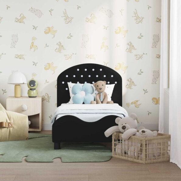 vidaXL Rám detskej postele s čelom Čierna 70 x 140 cm Zamat – Obrázok 3