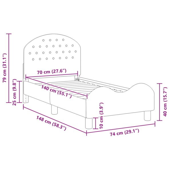 vidaXL Rám detskej postele s čelom Ružová 70 x 140 cm Zamat – Obrázok 10