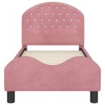 vidaXL Rám detskej postele s čelom Ružová 70 x 140 cm Zamat – Obrázok 5