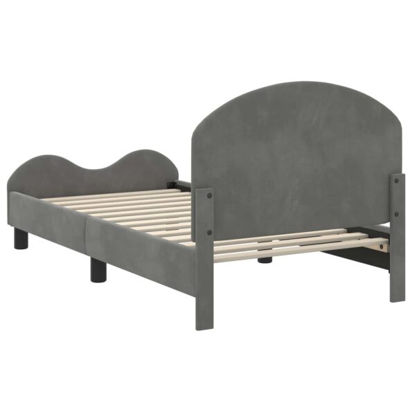 vidaXL Detský rám na posteľ s čelom Tmavo šedá 80 x 160 cm Zamat – Obrázok 7
