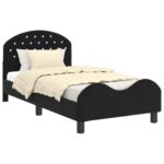 vidaXL Detský rám na posteľ s čelom Čierna 80 x 160 cm Zamat – Obrázok 2