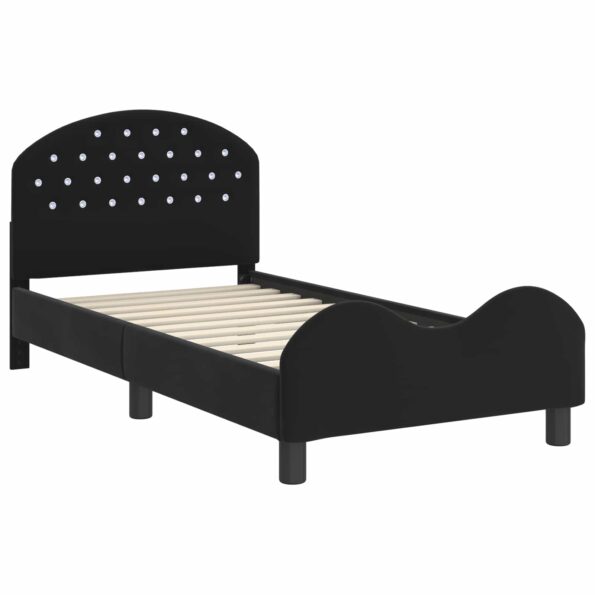 vidaXL Detský rám na posteľ s čelom Čierna 80 x 160 cm Zamat – Obrázok 4