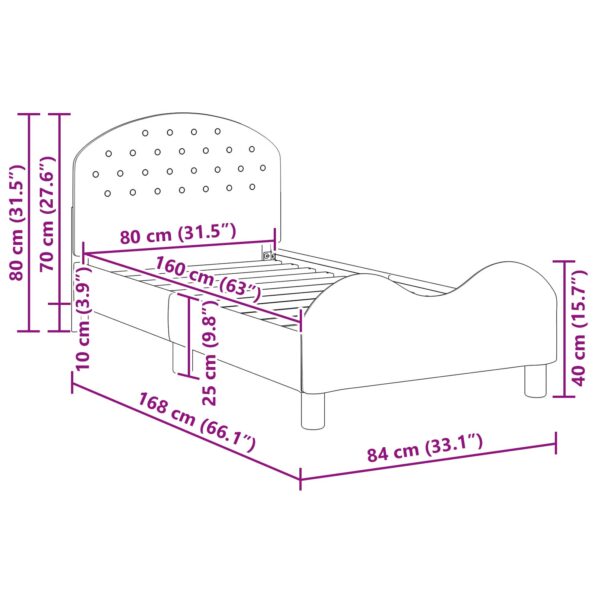 vidaXL Detský rám na posteľ s čelom Ružová 80 x 160 cm Zamat – Obrázok 10