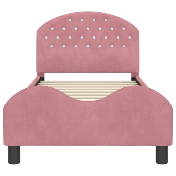 vidaXL Detský rám na posteľ s čelom Ružová 80 x 160 cm Zamat – Obrázok 5