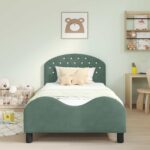 vidaXL Detský rám na posteľ s čelom Morská zelená 90 x 190 cm Zamat – Obrázok 3
