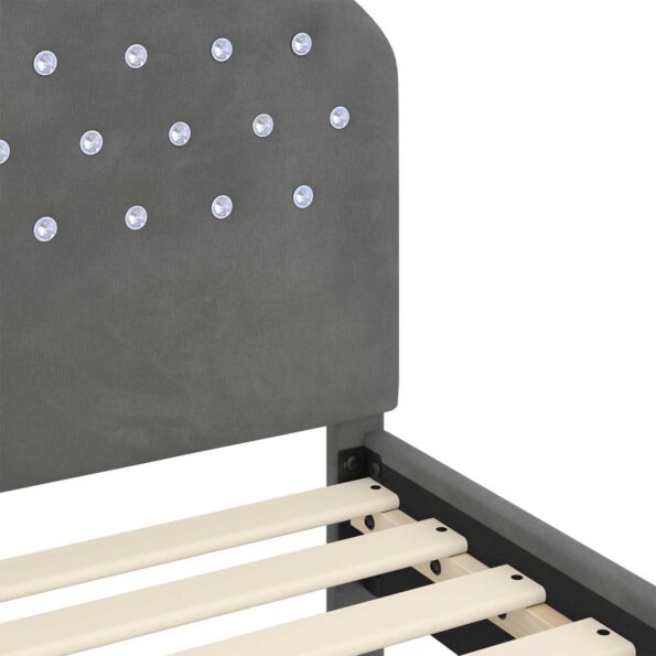 vidaXL Detský rám na posteľ s čelom Tmavo šedá 90 x 200 cm Zamat – Obrázok 8