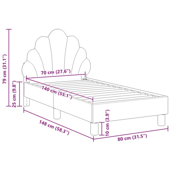 vidaXL Rám detskej postele s čelom Tmavo šedá 70 x 140 cm Zamat – Obrázok 10