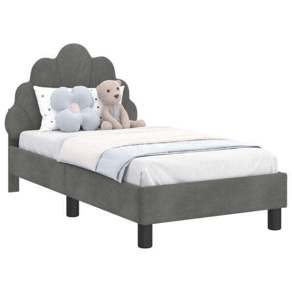 vidaXL Rám detskej postele s čelom Tmavo šedá 70 x 140 cm Zamat – Obrázok 2