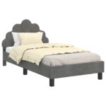 vidaXL Detský rám na posteľ s čelom Tmavo šedá 80 x 160 cm Zamat – Obrázok 2