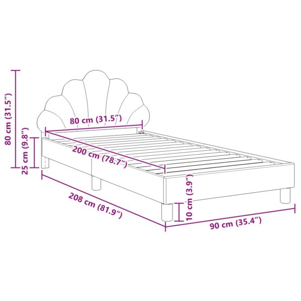 vidaXL Detský rám na posteľ s čelom Morská zelená 80 x 200 cm Zamat – Obrázok 10