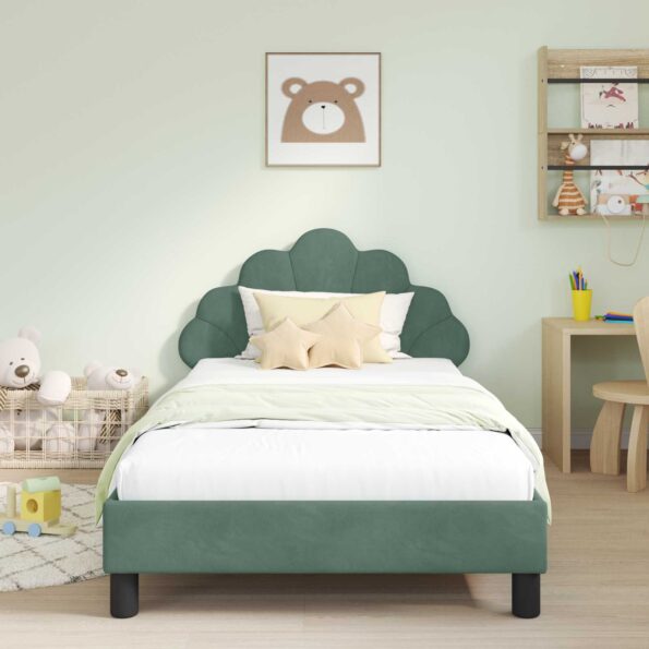 vidaXL Detský rám na posteľ s čelom Morská zelená 80 x 200 cm Zamat – Obrázok 3