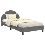 vidaXL Detský rám na posteľ s čelom Tmavo šedá 90 x 190 cm Zamat – Obrázok 2