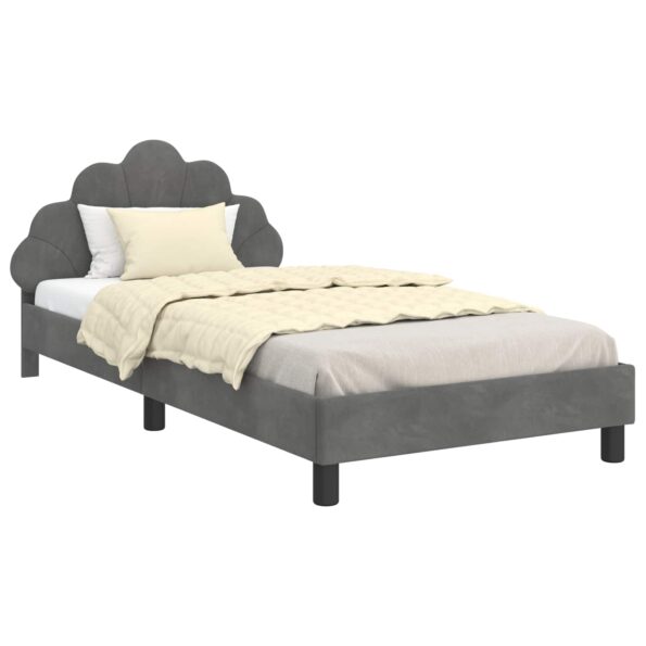 vidaXL Detský rám na posteľ s čelom Tmavo šedá 90 x 190 cm Zamat – Obrázok 2