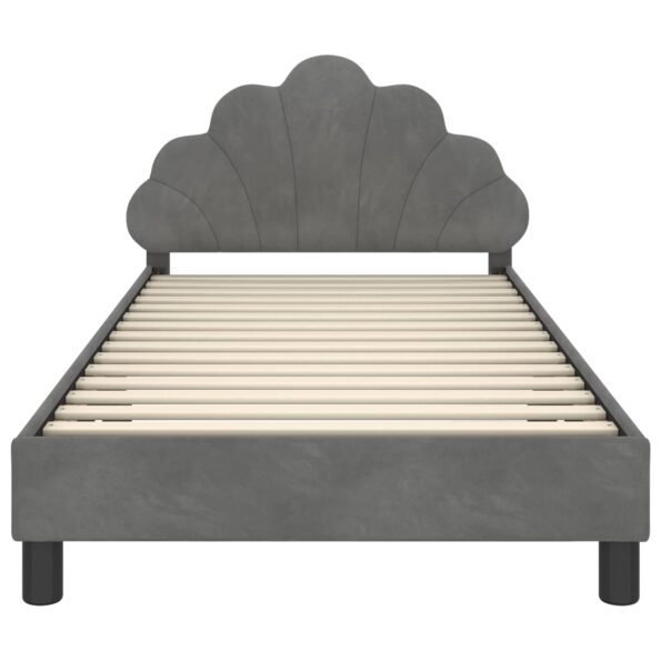 vidaXL Detský rám na posteľ s čelom Tmavo šedá 90 x 190 cm Zamat – Obrázok 5