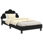 vidaXL Detský rám na posteľ s čelom Čierny 90 x 190 cm Zamat – Obrázok 2