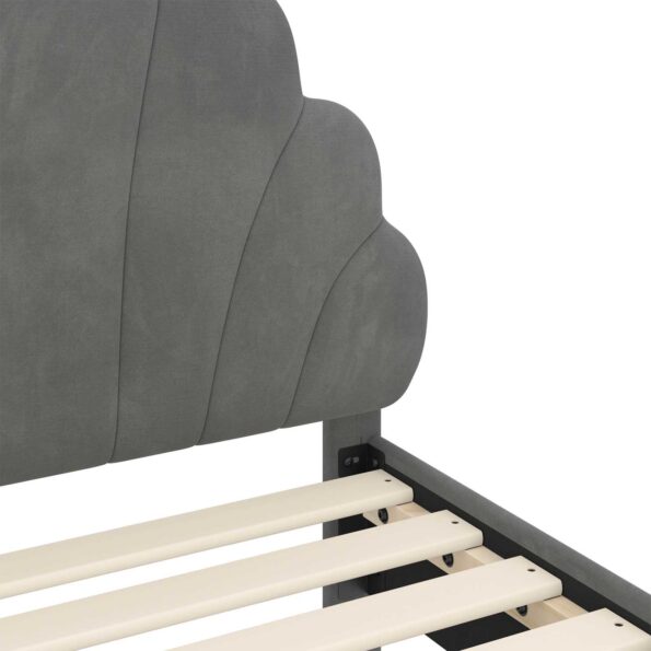 vidaXL Detský rám na posteľ s čelom Tmavo šedá 90 x 200 cm Zamat – Obrázok 8