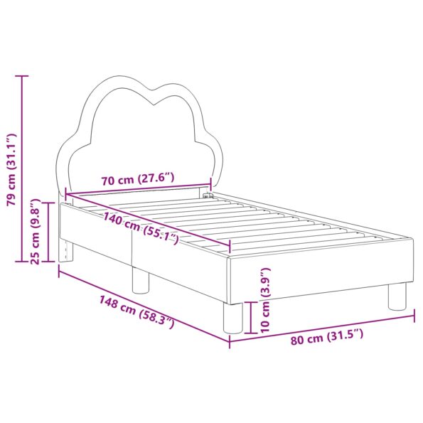vidaXL Rám detskej postele s čelom Modrá 70 x 140 cm PU – Obrázok 10