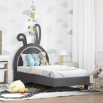 vidaXL Rám detskej postele s čelom Svetlosivá 70 x 140 cm PU