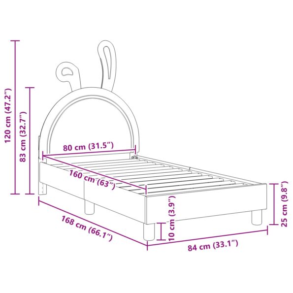 vidaXL Detský rám na posteľ s čelom Ružová 80 x 160 cm PU – Obrázok 10