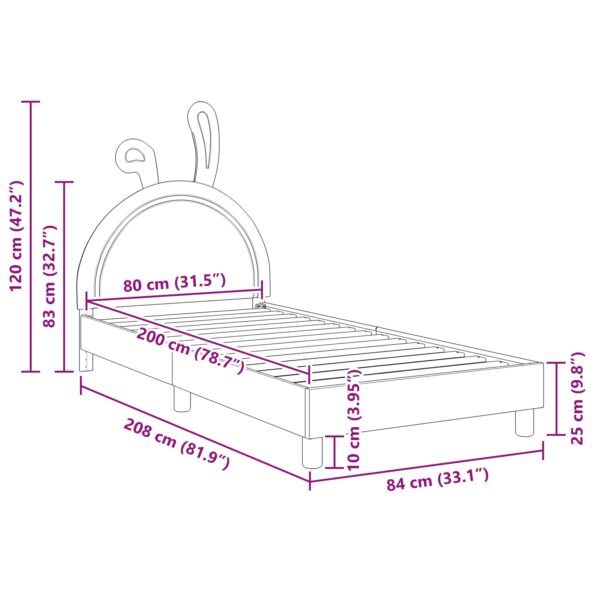 vidaXL Detský rám na posteľ s čelom Ružová 80 x 200 cm PU – Obrázok 10