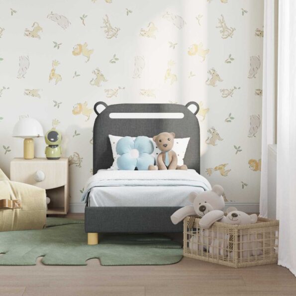 vidaXL Rám detskej postele s čelom Tmavo šedá 70 x 140 cm látka – Obrázok 3