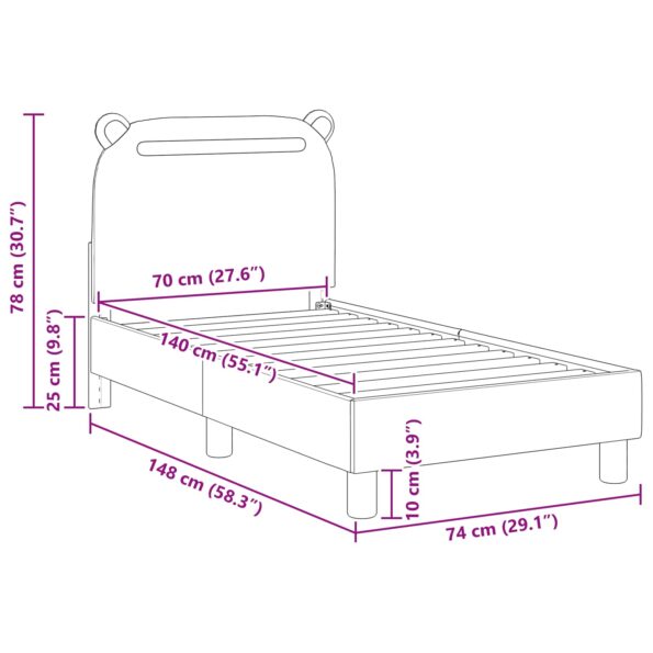 vidaXL Rám detskej postele s čelom Ružová 70 x 140 cm látka – Obrázok 10