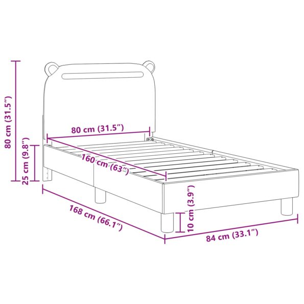 vidaXL Detský rám na posteľ s čelom Čierna 80 x 160 cm látka – Obrázok 10