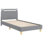 vidaXL Detský rám na posteľ s čelom Svetlosivá 80 x 200 cm látka – Obrázok 4