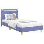 vidaXL Detský rám na posteľ s čelom Modrá džínovina 80 x 200 cm látka – Obrázok 2