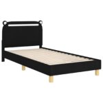 vidaXL Detský rám na posteľ s čelom Čierna 90 x 190 cm látka – Obrázok 4
