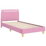 vidaXL Detský rám na posteľ s čelom Ružová 90 x 190 cm látka – Obrázok 4