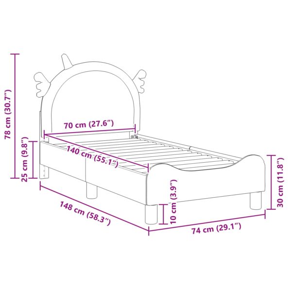 vidaXL Rám detskej postele s čelom Ružová 70 x 140 cm PU – Obrázok 10
