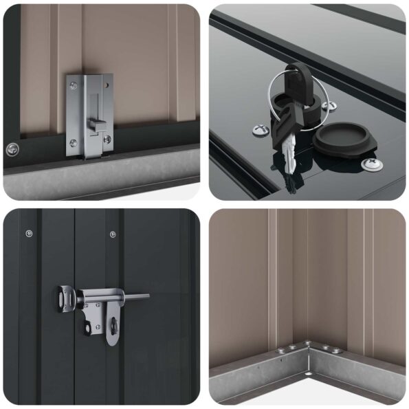 vidaXL Úložná krabica do záhrady Čierna 151,5 x 107 x 100 cm Oceľ – Obrázok 10