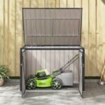 vidaXL Úložná krabica do záhrady Čierna 151,5 x 107 x 100 cm Oceľ – Obrázok 5