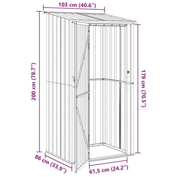 vidaXL Záhradné prístrešky Antracit 103 x 86 x 200 cm Kov – Obrázok 11