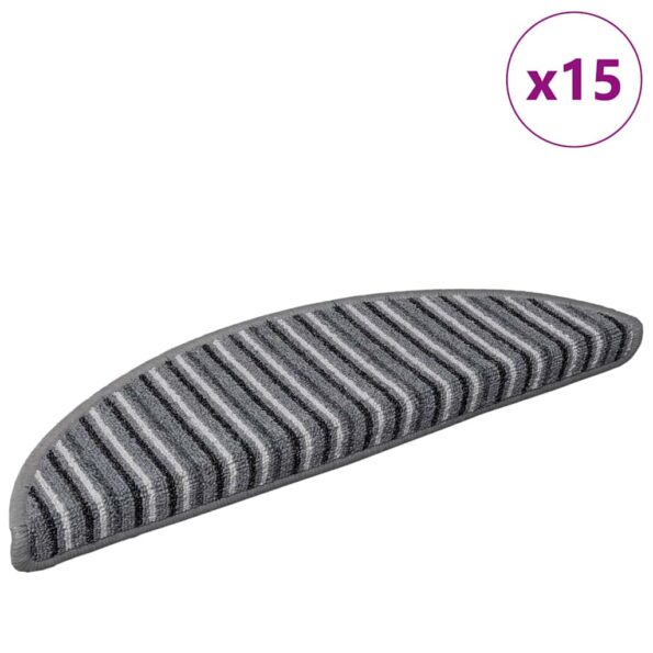 vidaXL Samolepiace schodové rohože 15 pcs Sivá 56 x 17 x 3 cm – Obrázok 3