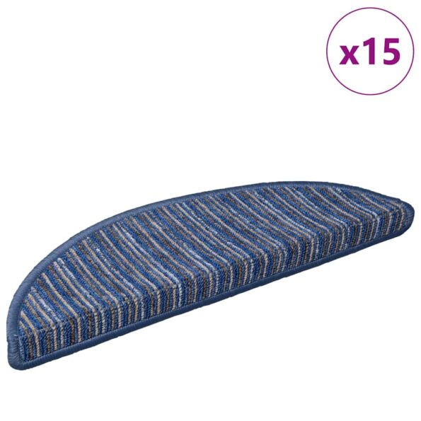 vidaXL Samolepiace schodové rohože 15 pcs Modrá 56 x 17 x 3 cm – Obrázok 3