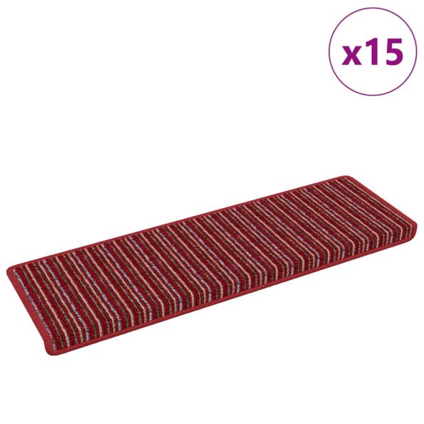vidaXL Samolepiace schodové rohože 15 pcs Červená 65 x 21 x 4 cm – Obrázok 3