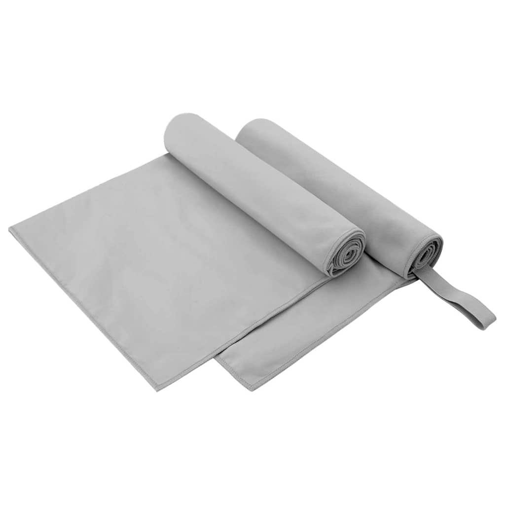 42011468_1.jpg vidaXL Športové uteráky 2 pcs Sivá 100 x 50 cm Polyester a polyamid – Obrázok 1