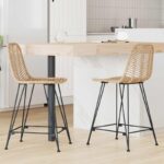vidaXL Barová stolička 2 pcs Prírodná 44,5 x 54,5 x 97,5 cm