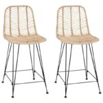 vidaXL Barová stolička 2 pcs Prírodná 44,5 x 54,5 x 97,5 cm – Obrázok 2