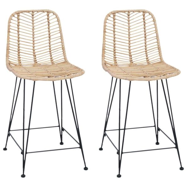 vidaXL Barová stolička 2 pcs Prírodná 44,5 x 54,5 x 97,5 cm – Obrázok 2